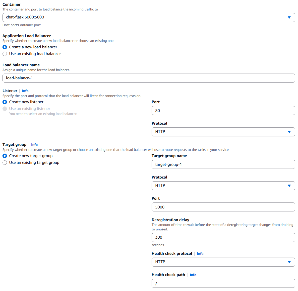 Load balancing settings