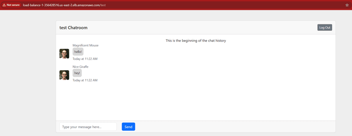 SimpleChat app running on AWS